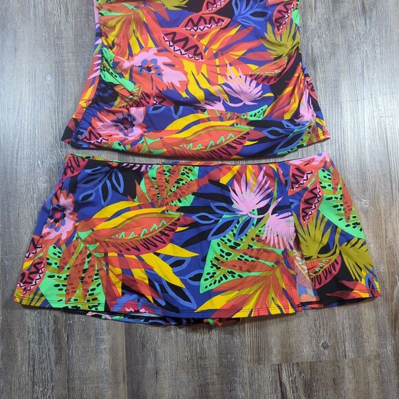 Women's Bleu Rod Beattie Tropical Floral Halter Tankini Skirt & Cover Up Size 8 - Picture 2 of 16